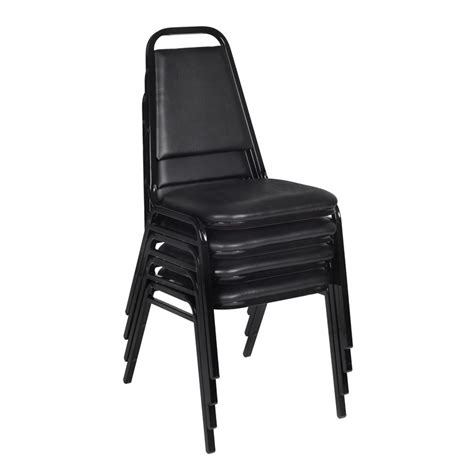 Regency Padded Restaurant Stacker Stacking Chair In Black Set Of 4