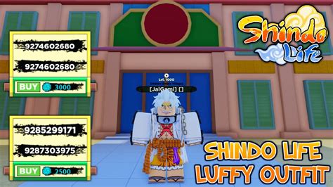 Shindo Life Luffy Gear 5th Awaken Outfit Idshindo Life Update Roblox