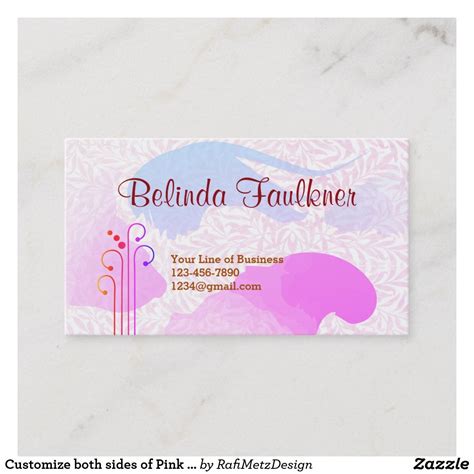 Business cards design with vistaprint: Customize both sides of Pink Leafy Watercolor Business ...