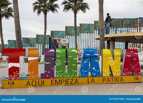 Giant Colorful Sign At Playas De Tijuana Near The International Border
