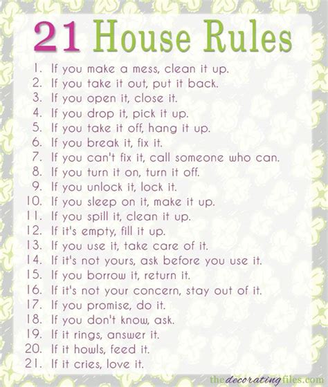 House Rules For Kids Printable Tedy Printable Activities