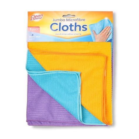 clean and shine jumbo microfibre cloths 3 pack poundstretcher