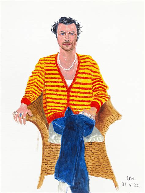 David Hockney Unveils Portrait Of Harry Styles At National Portrait Gallery