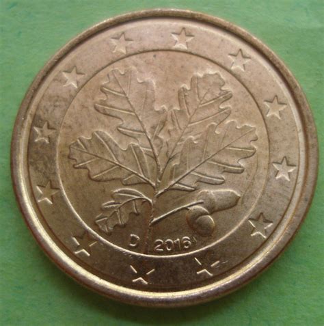 1 Euro Cent 2016 D Euro 2002 Present Germany Coin 41080