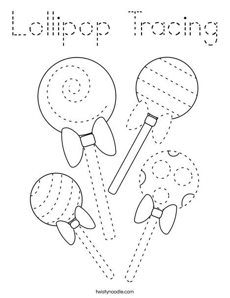 Lollipop Tracing Coloring Page Tracing Twisty Noodle