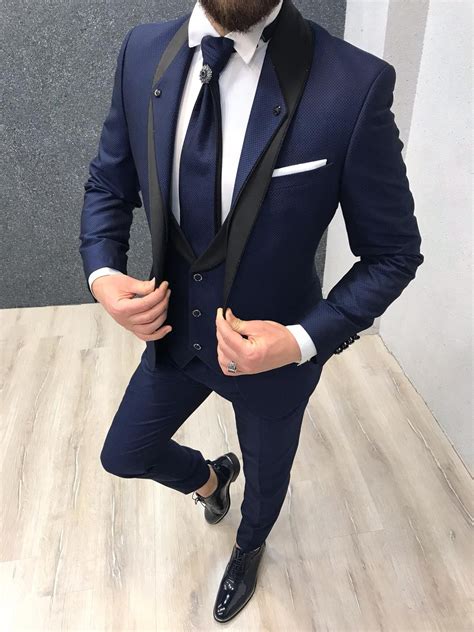 Buy Navy Blue Slim Fit Groom Suit By Gentwith Com With Free Shipping