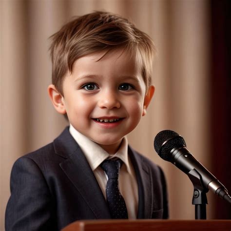 Premium Ai Image Small Child Happy And Confident Giving Speech At