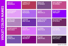 Image Result For List Of Purple Colors Purple Color Names Color