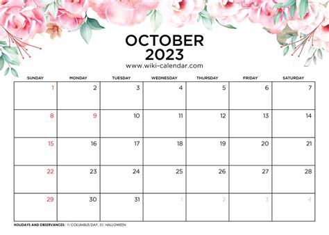 Printable October 2023 Calendar Templates With Holidays