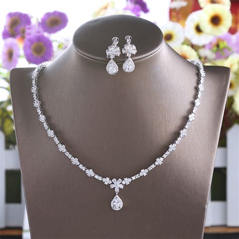 Charming Cubic Zirconia Necklace Choker Flower Zircon Jewelry Sets