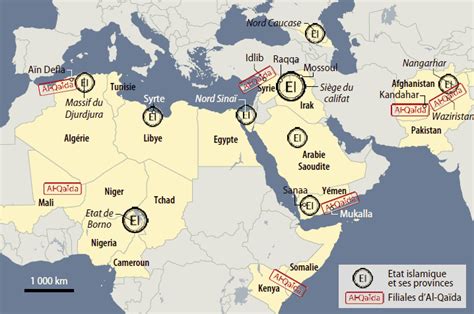 Les provinces de l Etat islamique et les branches d Al Qaïda dans le