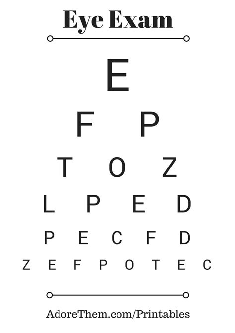 Eye Chart Printable Pdf For Pretend Play Eye Chart Printable