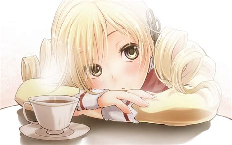 Wallpaper Drawing Illustration Blonde Anime Cartoon Cup Mouth