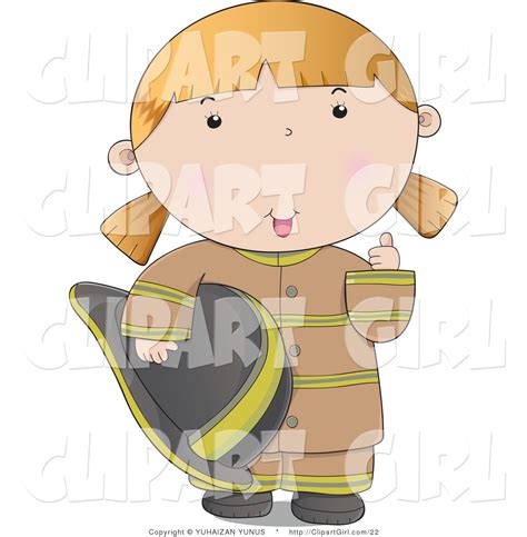 Clip Art Of A Friendly Firefighter Woman In A Brown Uniform Giving The
