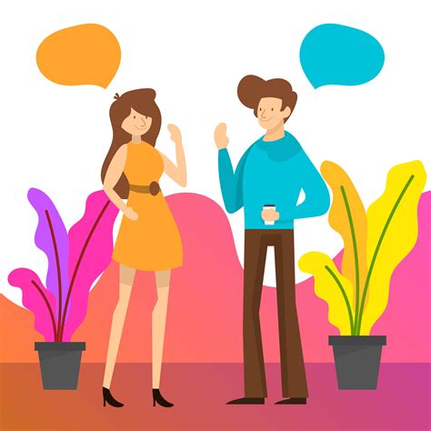 Flat People Talking For Business Team Work With Gradient Background Vector Illustration 223716 ...