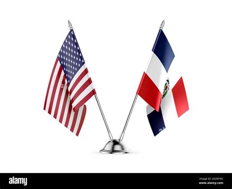 Desk Flags United States America And Dominican Republic Isolated On White Background 3d Image