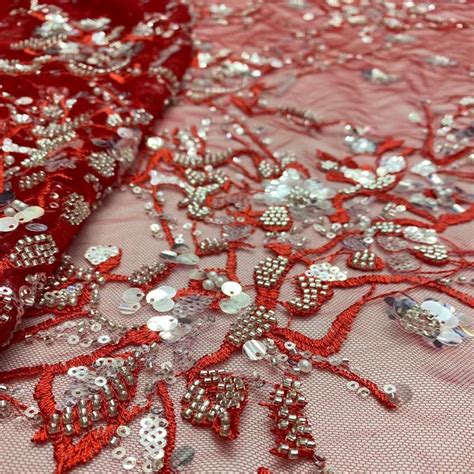 Gorgeous Handmade Heavy Beads Wedding Tulle Lace Sequins Fabric