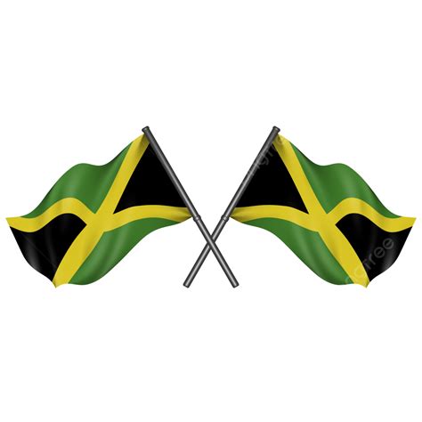 Penyeberangan Bendera Negara Jamaika Dan Melambaikan Tangan Dengan Desain Rendering Tekstur 3d