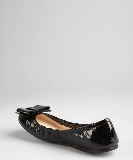 Prada Black Patent Leather Large Bow Ballet Flats In Black Lyst