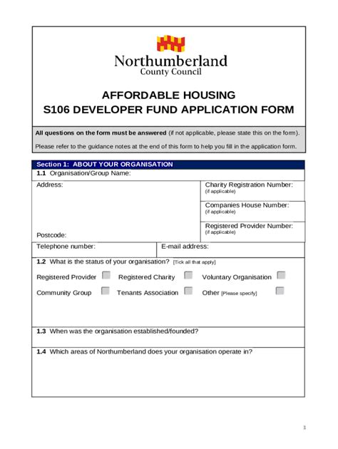 Application For S106 Funding For Affordable Housing Doc Template Pdffiller