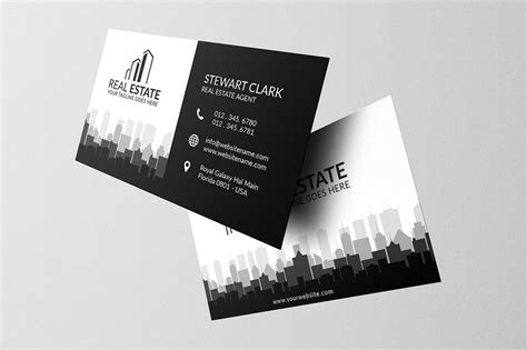 Real Estate Business Card Template Business Card Templates ~ Creative Market