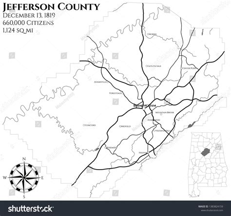 Large And Detailed Map Of Jefferson County In Royalty Free Stock Vector 1383824159