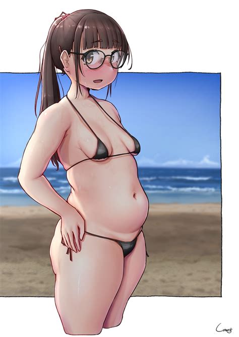 Shigekikkusu Character Request Commentary Copyright Request Highres 1girl Beach Belly