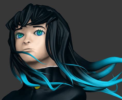 ArtStation - 3D Fan-model portrait of Muichiro Tokito from Demon Slayer