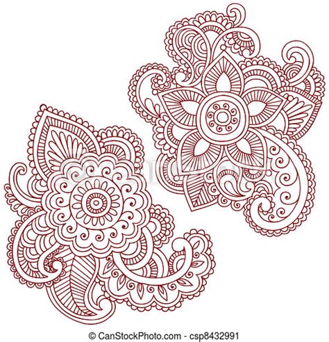 Henna Flower Doodles Vector Design Henna Mehndi Doodles Abstract