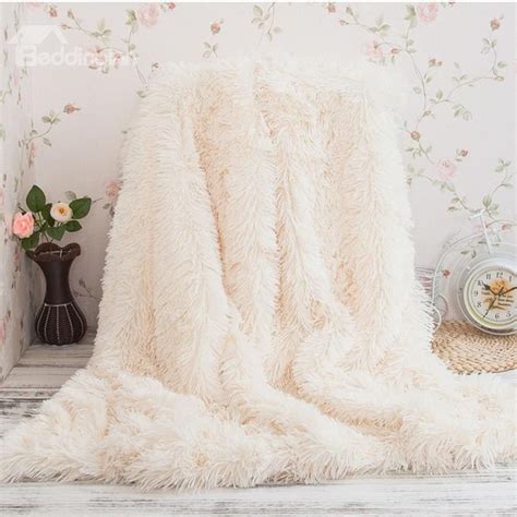 Princess Style Solid White Soft And Fluffy Double Layer Throw Blanket
