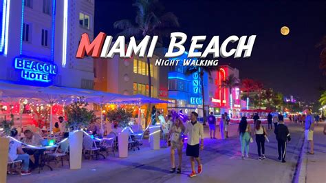 Night Walking Tour Miami Beach Miami Downtown 4k Hdr 60fps Youtube