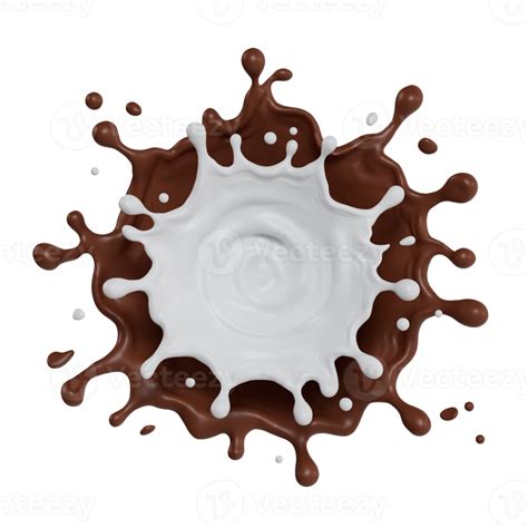 Milk And Chocolate Splashes Isolated 3d Render Illustration 19817529 Png