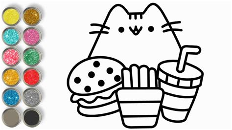 How To Draw Pusheen Cat In A Donut ♥ Drawing And Coloring Pages For
