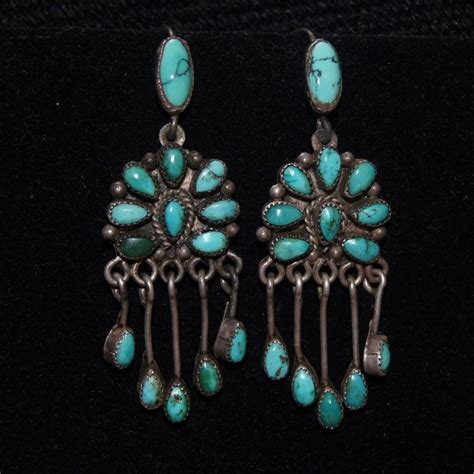 Vintage Zuni Chandelier Turquoise Earrings Turquoise Earrings