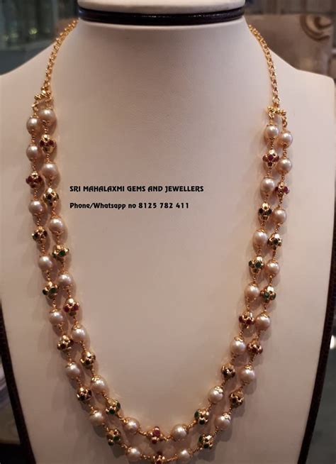 Check Out The Complete Pearl Chain Designs Here Pearl Chain Gold Jewellery Design