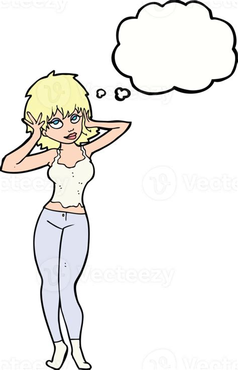 Cartoon Pretty Woman With Thought Bubble 36354877 Png
