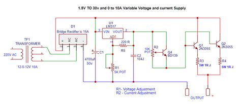 Variable Power Supply Circuit Diagram Schematic Circuit Diagram