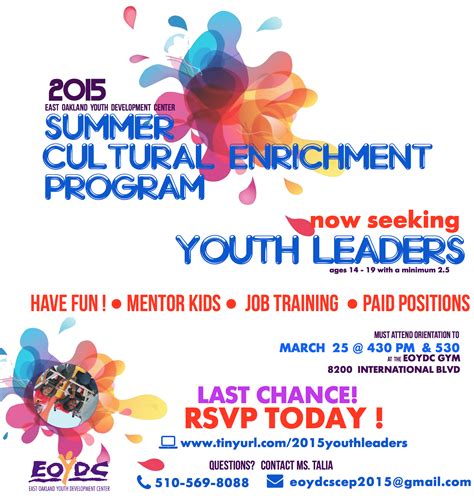 Youth Leader Recruiting Event March 25th Reserve Your Spot Today Eoydc