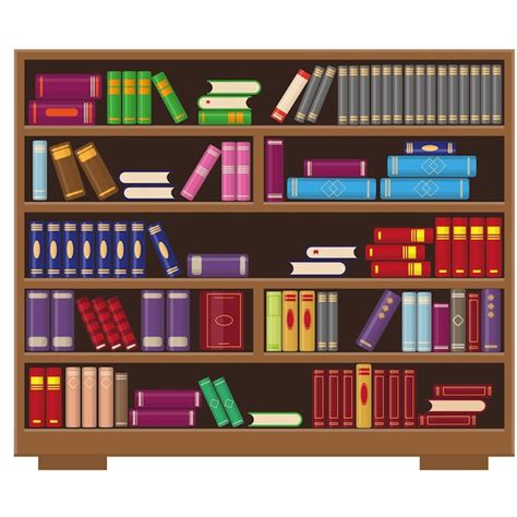 Premium Vector Big Library Bookcase With Colorful Books Education Or