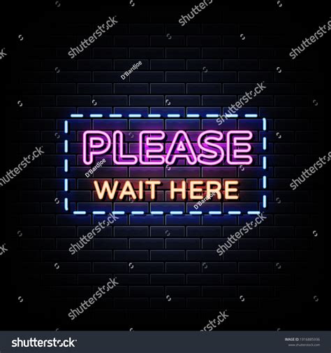 Please Wait Here Neon Signs Style Stock Vector Royalty Free
