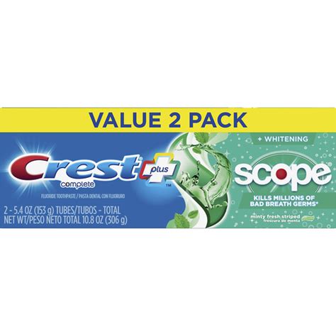 Crest Complete Plus Scope Fluoride Toothpaste Minty Fresh Stripped