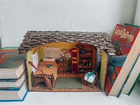 Harry Potter Diorama House Wizard Bookshelf Inserts Holiday Etsy