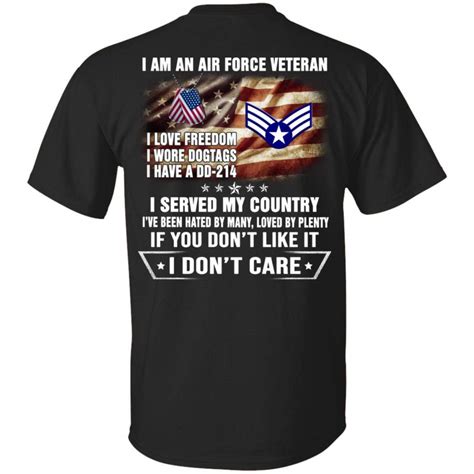 I Am An Air Force E 4 Buck Sergeant Veteran T Shirt On Back Intercept