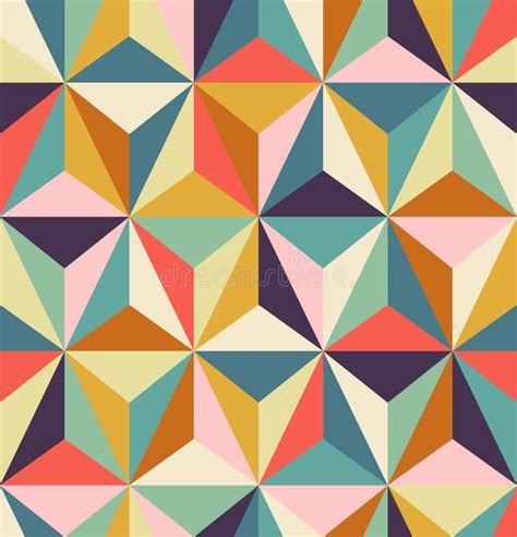 Geometric Retro Square Shapes Seamless Pattern All Over Print Vector