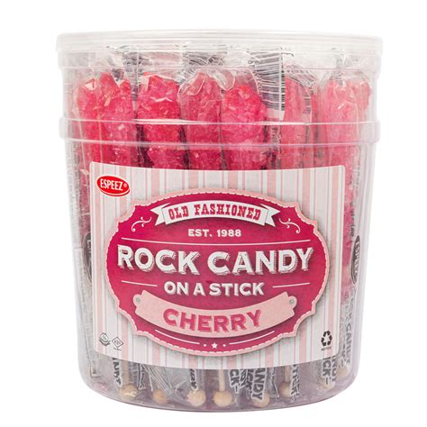 Espeez Rock Candy Pink Cherry Sticks Tub 08 Oz Nassau Candy