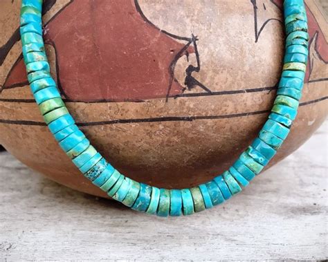 S Turquoise Disc Heishi Necklace Women Southwestern Jewelry Native