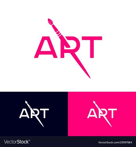 Logo Brush Lettering Illusion Art School Gallery Vector Image On