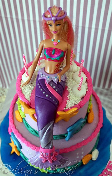 The look of delight on a little girl's face when she sees her own over the years i have simplified the process. Delana's Cakes: Mermaid Barbie Cake