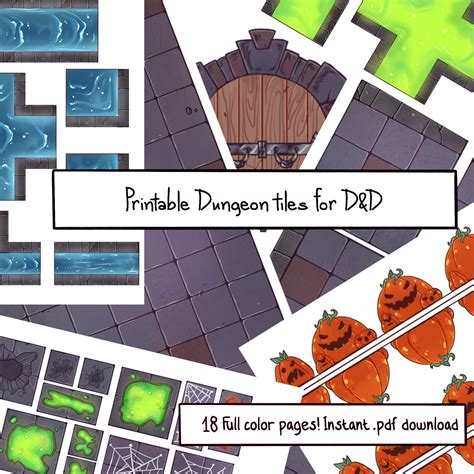 Full Color Printable Dungeon Tiles Dandd Ttrpg Etsy