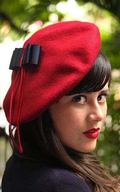 etsy french beret wool berets steam trains velvet bow cool hats wearing red millinery